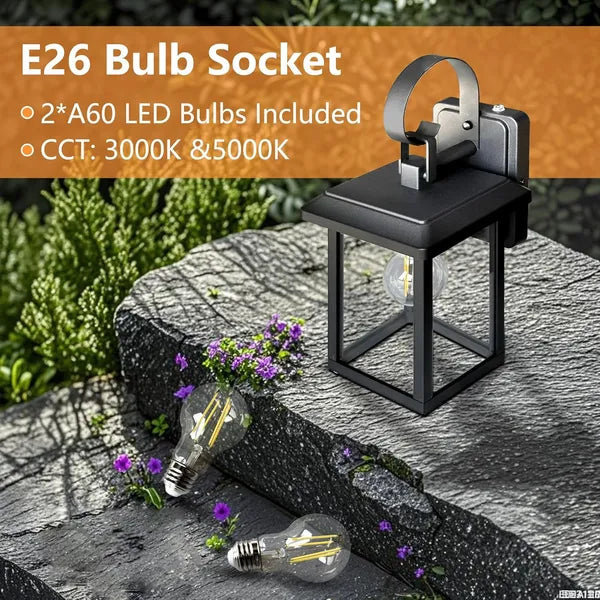 Inowel Outdoor Dusk To Dawn Wall Light 3000K 5000K Black Exterior Light Fixture 40003