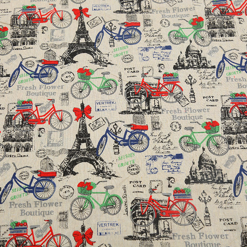 Cotton And Hemp Cloth Plant Tower Series Thickened Printed Fabric Storage Cloth