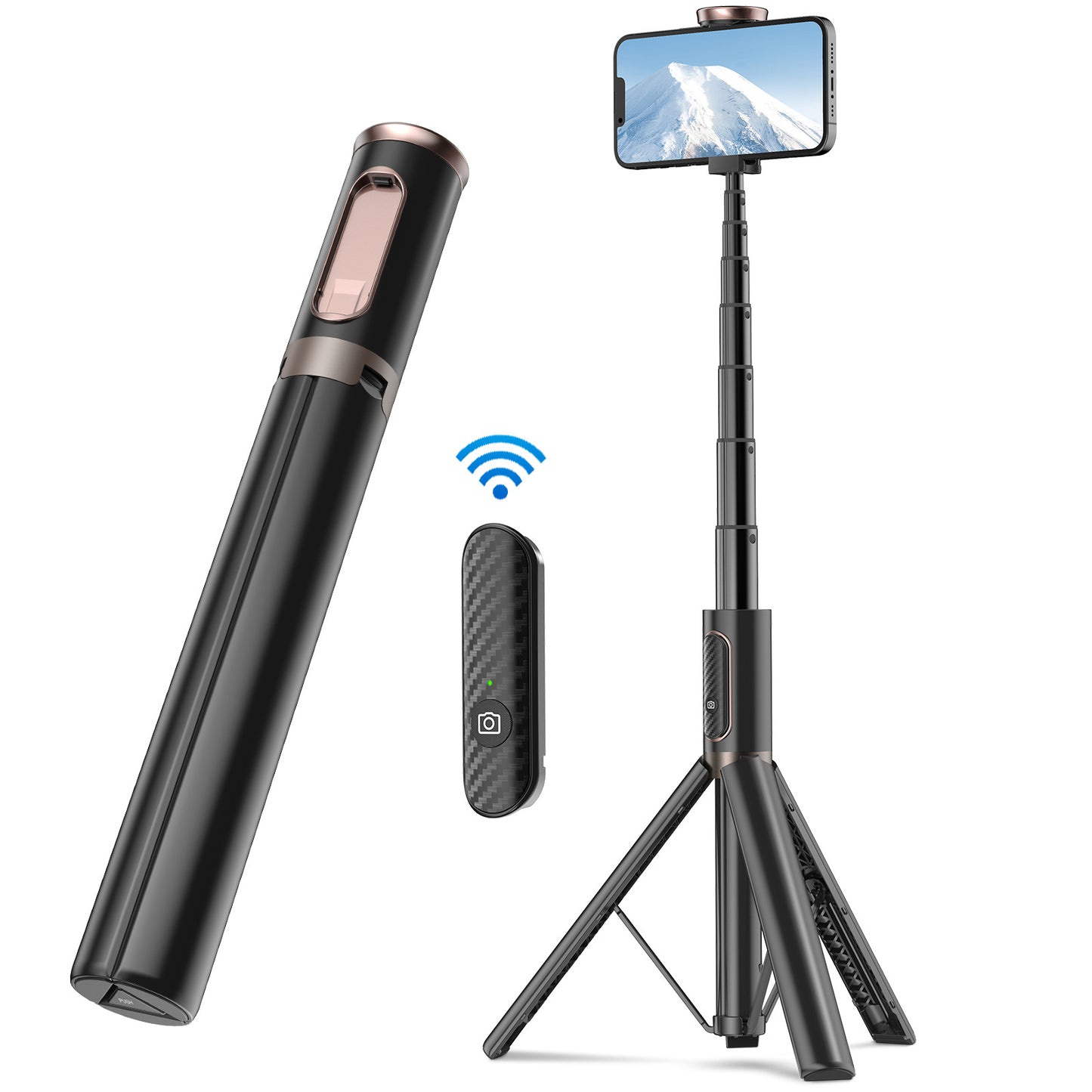 New Long Selfie Stick Tripod Carbon Fiber Plastic Detachable Remote Control