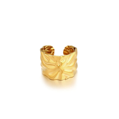Stainless Steel Vacuum Plating 18K Gold Multi-layer Multi-point Curved Personality Ring