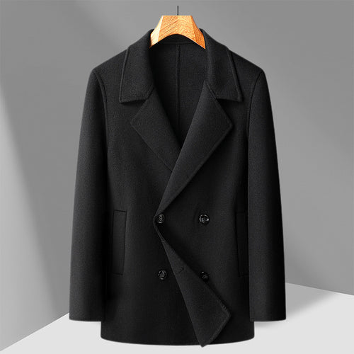 Handmade Double-faced Woolen Goods Wool Overcoat Short Double Breasted Coat