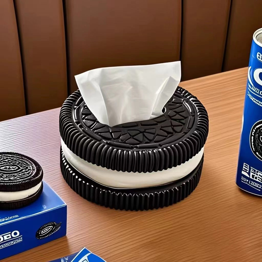 Creative and minimalist Oreo paper box home living room bedroom desktop high-end sense tissue box decorative accessories, ornaments