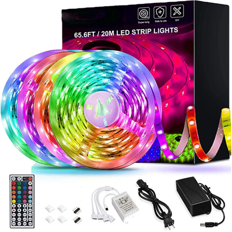 شريط إضاءة LED 5050 RGB شريط مرن ثنائي الصمام 5 متر وحدة تحكم ديكور غرفة التلفزيون الكمبيوتر إضاءة خلفية ديكور عيد الميلاد
