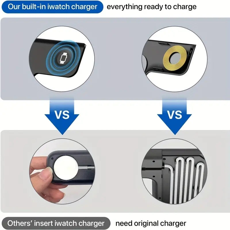 3 In 1 Wireless Charger Stand Pad For IPhone 14 13 12 11 X iWatch 8 7 Airpods Foldable 15W Phone Fast Charging