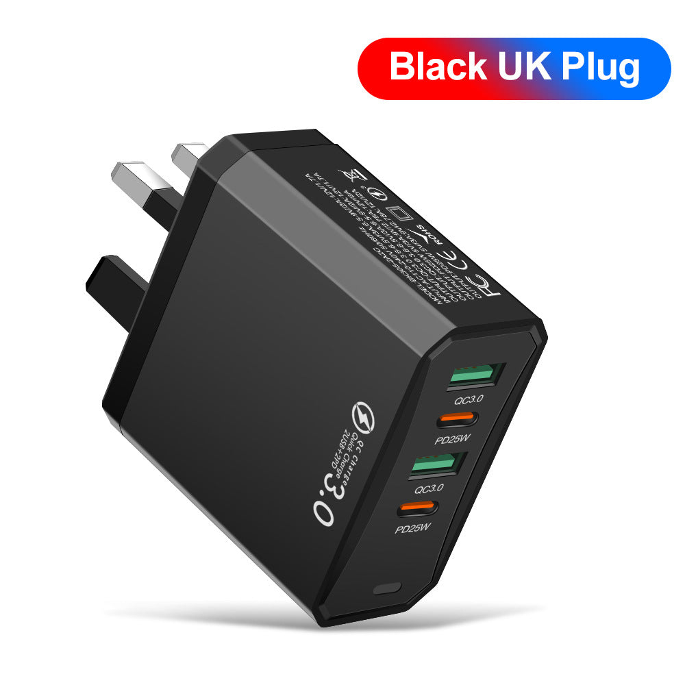 Four in one 2USB+2PD mobile phone charger, tablet plug, European, American and British standard super fast charging