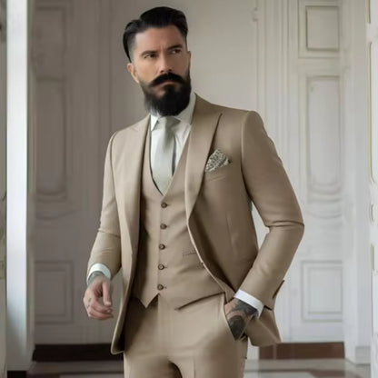 Men's Slim Fit Solid Color Business Suit