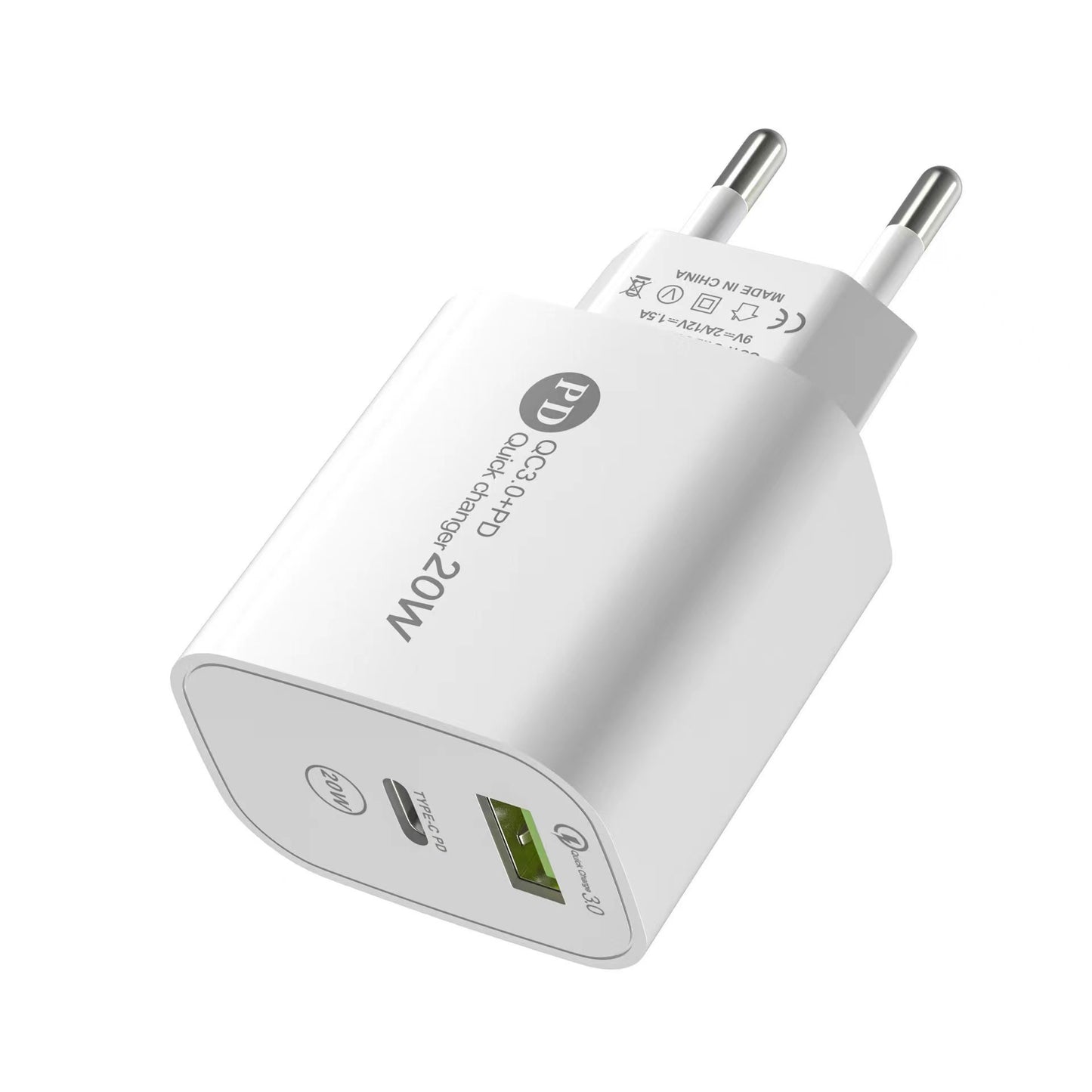 PD12W charger 5V 2.4A European, American and British standard charging head Type-C adapter PD+USB charging head