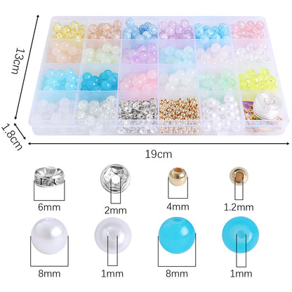 Glass Jelly Double Crystal Round Beads Material Package Handmade Diy Bracelet Accessories Set Box String Beads Materials