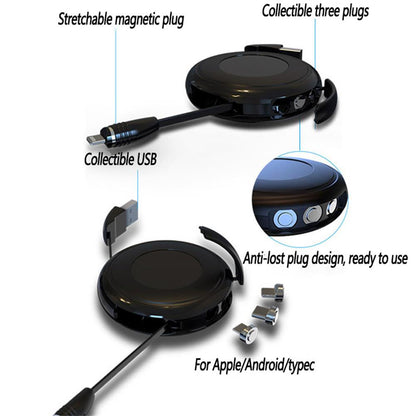 3 In 1 USB Cable Unilateral Expansion Magnetic USB Cable Magnetic Fast Charging With LED Indicator For Huawei Samsung Xiaomi