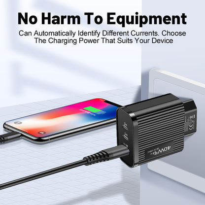 Striped USB+2PD Type-C Mobile Phone Charger Multi Port Travel Charging Head