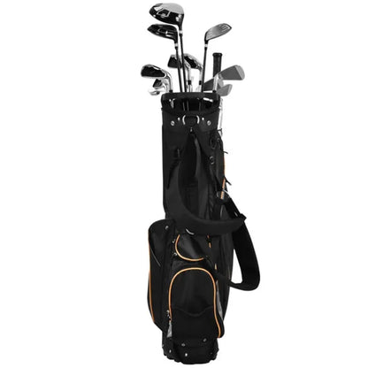 Water-Resistant Golf Stand Bag - 420D Nylon, 3-Way Dividers+7 Zipper Pockets, Black