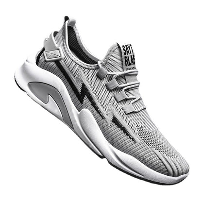 Fashionable Men's Shoes Summer New Breathable Student Casual Shoes Thin, Lightweight, Low cut, Fashionable Thick Bottom Flyknit Sports Shoes