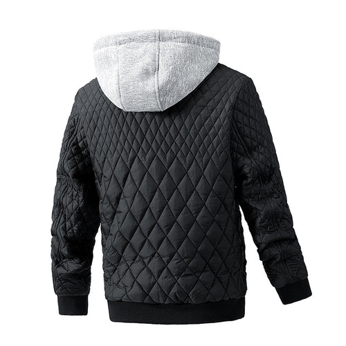 Men's Casual Jacket Quilted Cotton Removable Hood Jacket