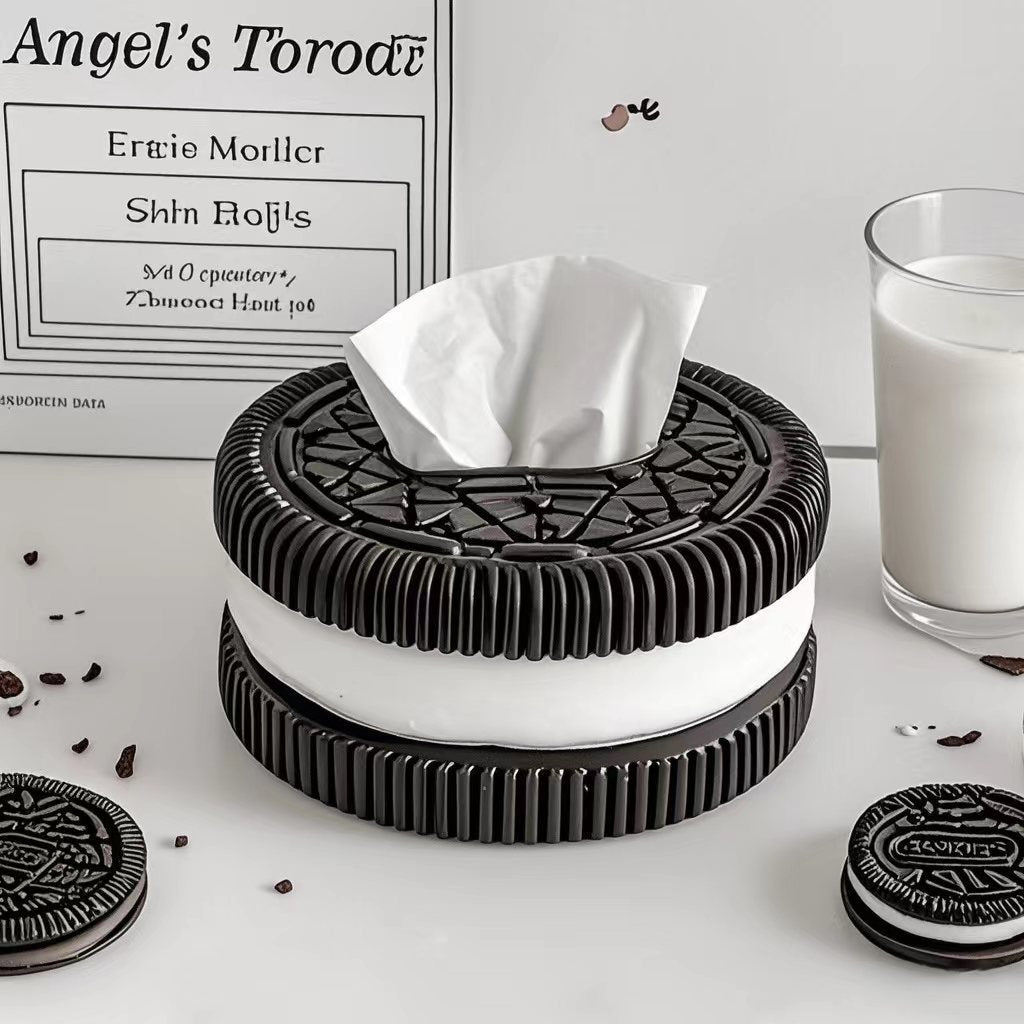 Creative and minimalist Oreo paper box home living room bedroom desktop high-end sense tissue box decorative accessories, ornaments