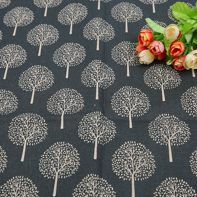 Cotton And Hemp Cloth Plant Tower Series Thickened Printed Fabric Storage Cloth