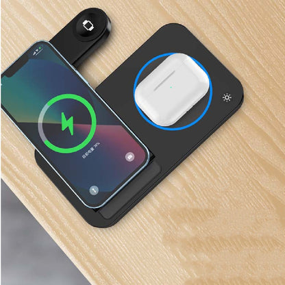 Three-in-one Wireless Charging Stand, 15W Max Output, Compatible with Samsung Phones, Headphones, Watches, Type-C to USB-A Cable, 120cm Cable Length, Black/White