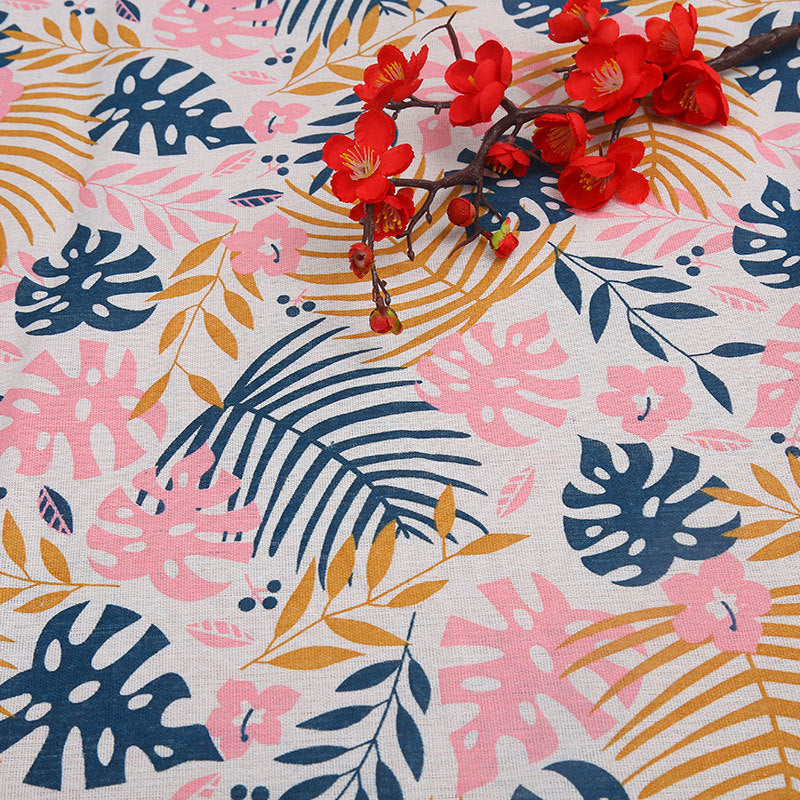 Cotton And Hemp Cloth Plant Tower Series Thickened Printed Fabric Storage Cloth