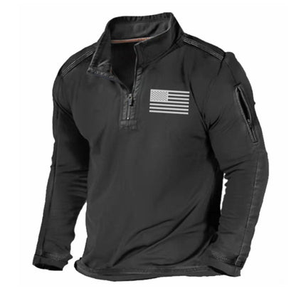 Men's Sports Fashion Zipped Stand Collar Long-sleeved Sweater