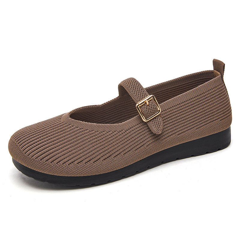 Flat Bottom Slip-on Soft Bottom Round Head Shoes With No Tired Feet