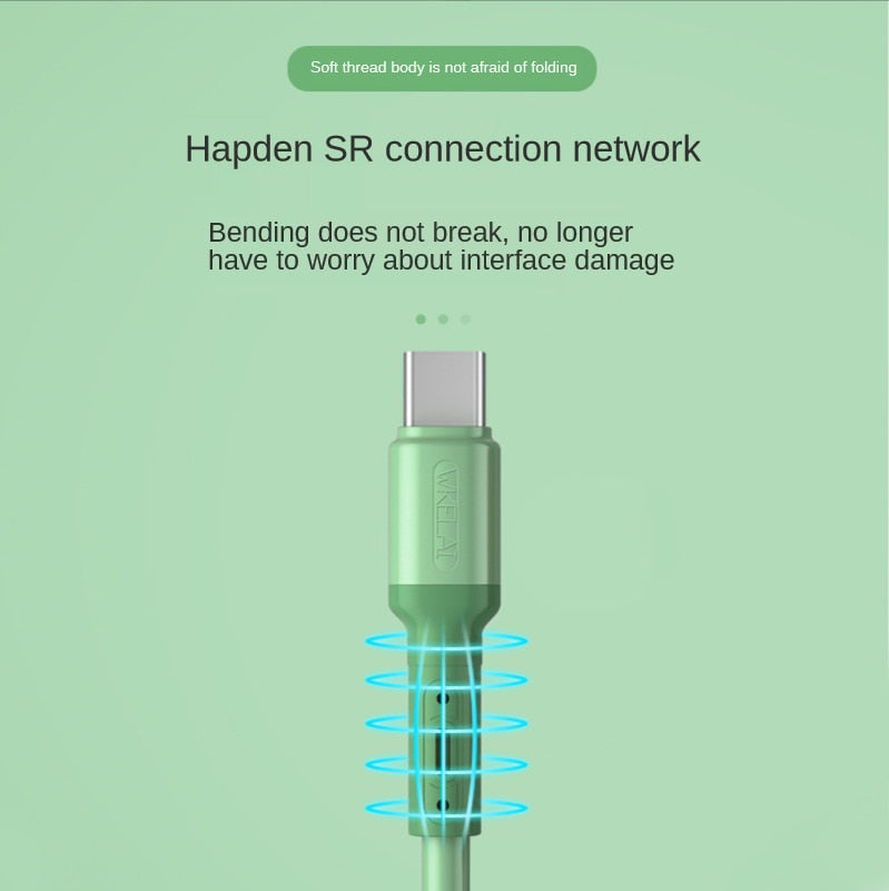 3A Liquid Silicone Micro USB Type C Cable Mobile Phone Charger Fast Charging USB Data Cord Charge