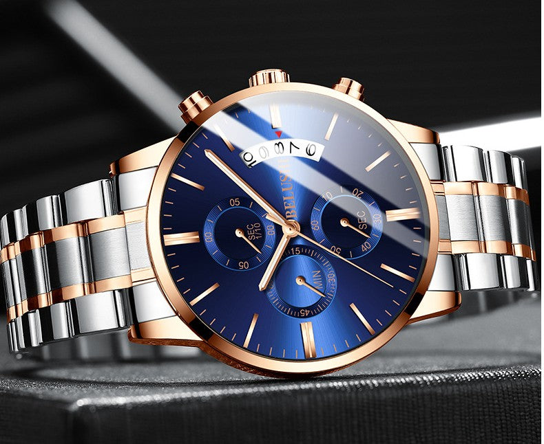 BELUSHI Fashion Men's Quartz Watch Chronograph Sport Men Watches Top Brand Luxury Full Steel Waterproof Clock