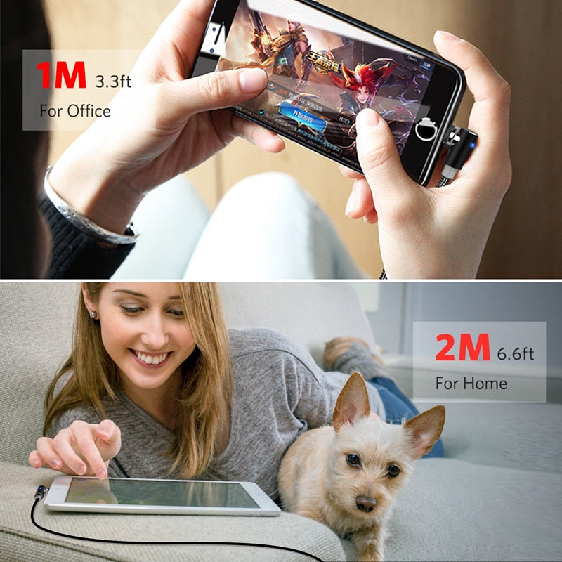 2m Magnetic Cable Micro USB Type C Adapter Charger Fast Charging For Magnet  Cord