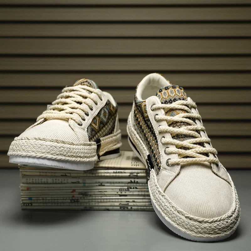 Espadrilles Men Sneakers Flat Canvas Shoes For Men Yuppie Casual Walking Shoes Male Linen Men's Shoes Fisherman's Sneakers Man