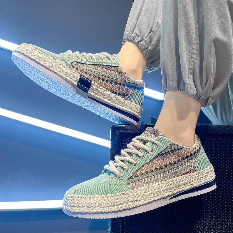 Espadrilles Men Sneakers Flat Canvas Shoes For Men Yuppie Casual Walking Shoes Male Linen Men's Shoes Fisherman's Sneakers Man
