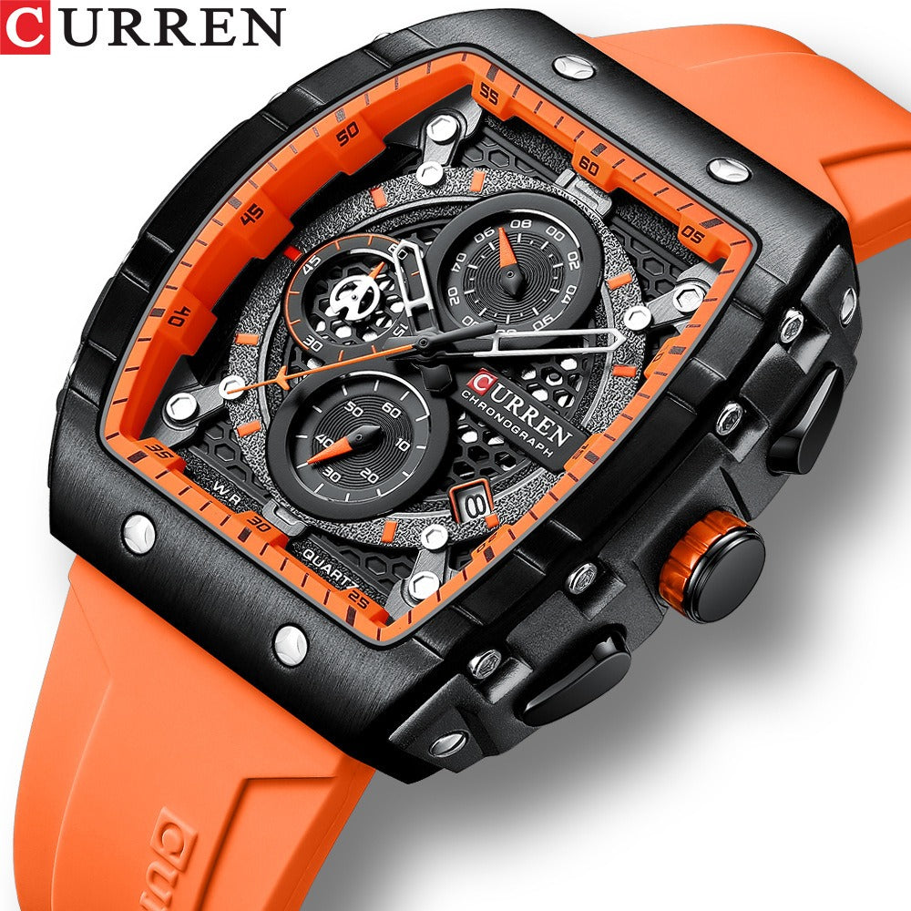 CURREN 8442 Men's Waterproof Six Needle Quartz Calendar Tape Men's Multifunctional