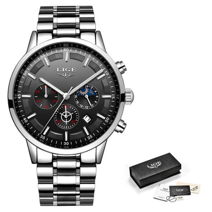 LIGE  Quartz Clock Mens Watches Top Brand Luxury Business Waterproof