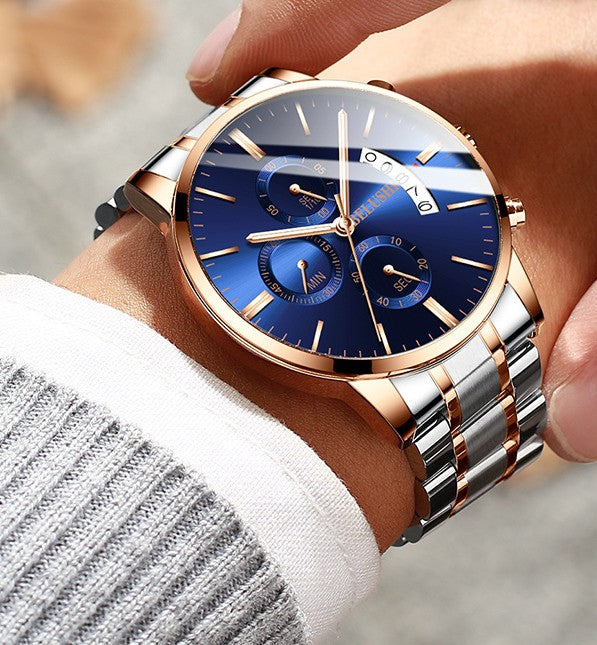 BELUSHI Fashion Men's Quartz Watch Chronograph Sport Men Watches Top Brand Luxury Full Steel Waterproof Clock