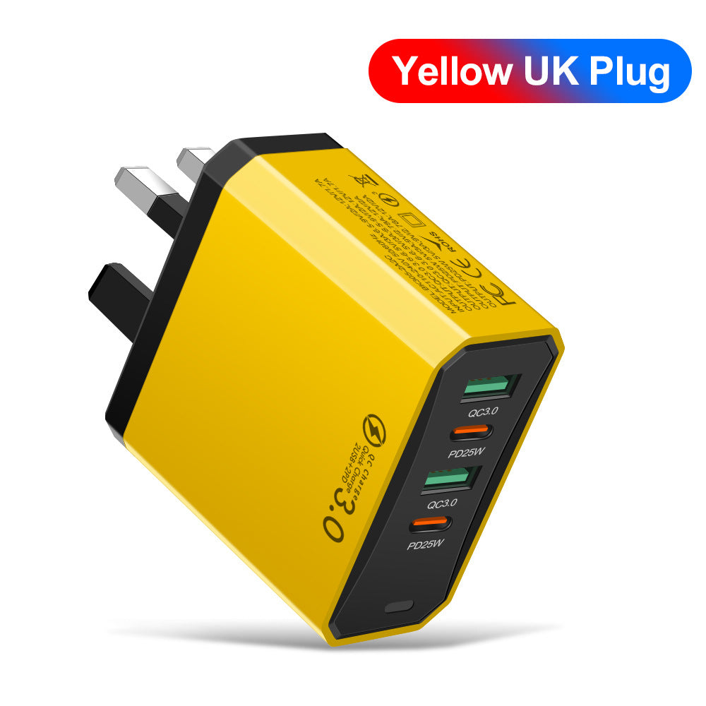 Four in one 2USB+2PD mobile phone charger, tablet plug, European, American and British standard super fast charging