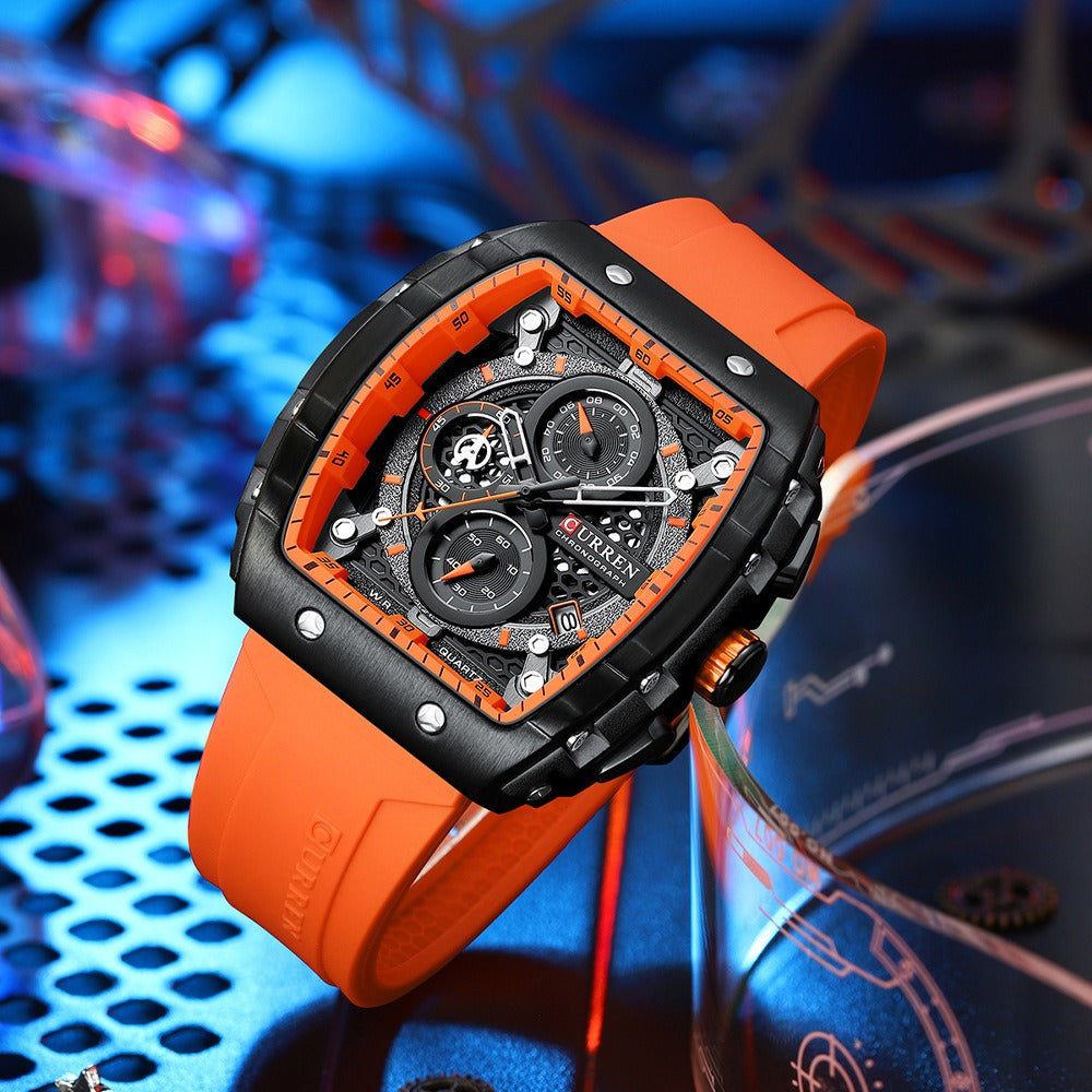 CURREN 8442 Men's Waterproof Six Needle Quartz Calendar Tape Men's Multifunctional