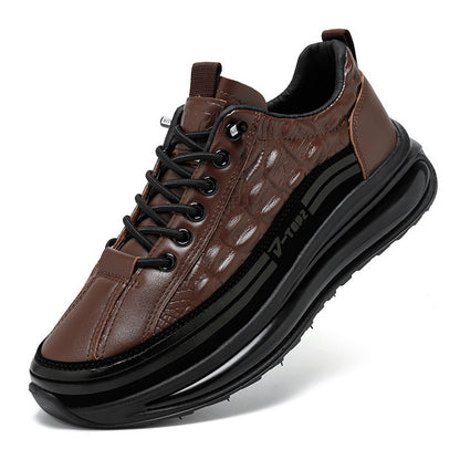 Men's Retro Trend Casual Lightweight Thick-soled Crocodile Leather Shoes