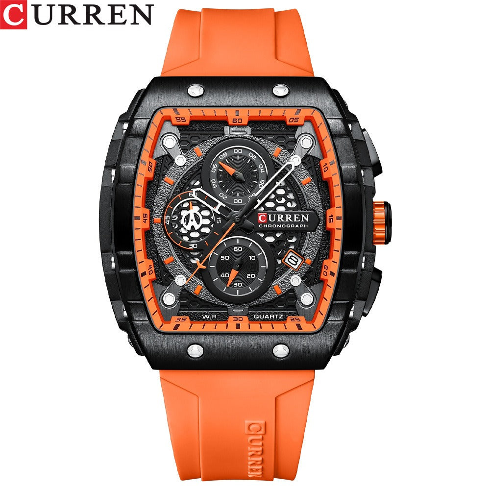CURREN 8442 Men's Waterproof Six Needle Quartz Calendar Tape Men's Multifunctional