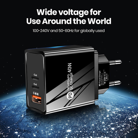 USB+2PD Type-C mobile phone charger LED with light travel charging head