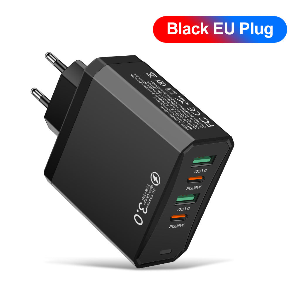Four in one 2USB+2PD mobile phone charger, tablet plug, European, American and British standard super fast charging