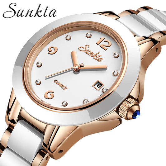 Women's Watch Quartz Sunkta Fashion Women's Watch Rose Gold Women's Watch Creative Waterproof