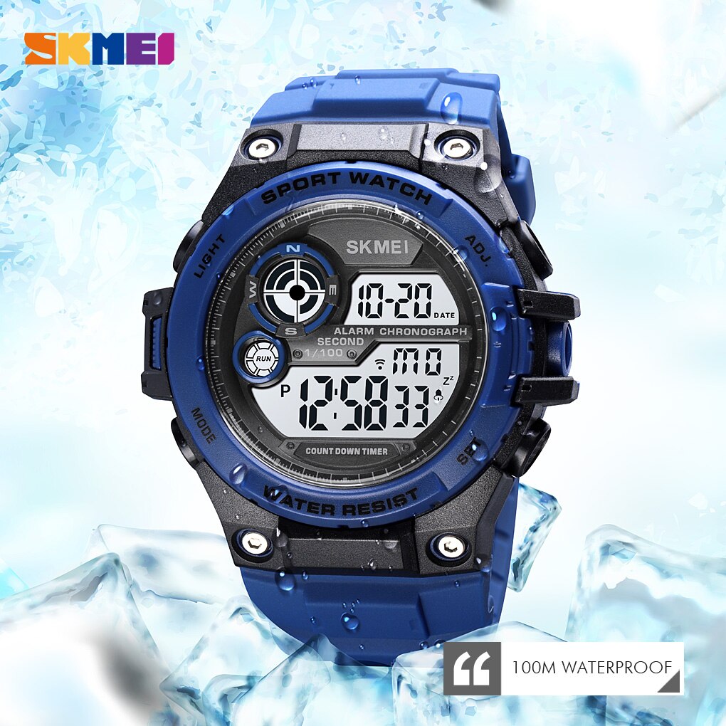 SKMEI 1759 New Sport Watches 100M Waterproof Digital Watch Fashion Countdown Chrono Clock Men Casual LED