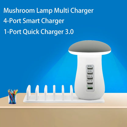 Leebote Multiple USB Phone Charger Mushroom Night Lamp Charging Station Dock QC 3.0 Quick Charger for Mobile Phone and Tablet