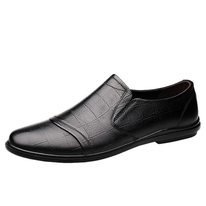 Men's bean shoes, genuine leather, fashionable, trendy, casual, youth flat bottom, low top lazy shoes