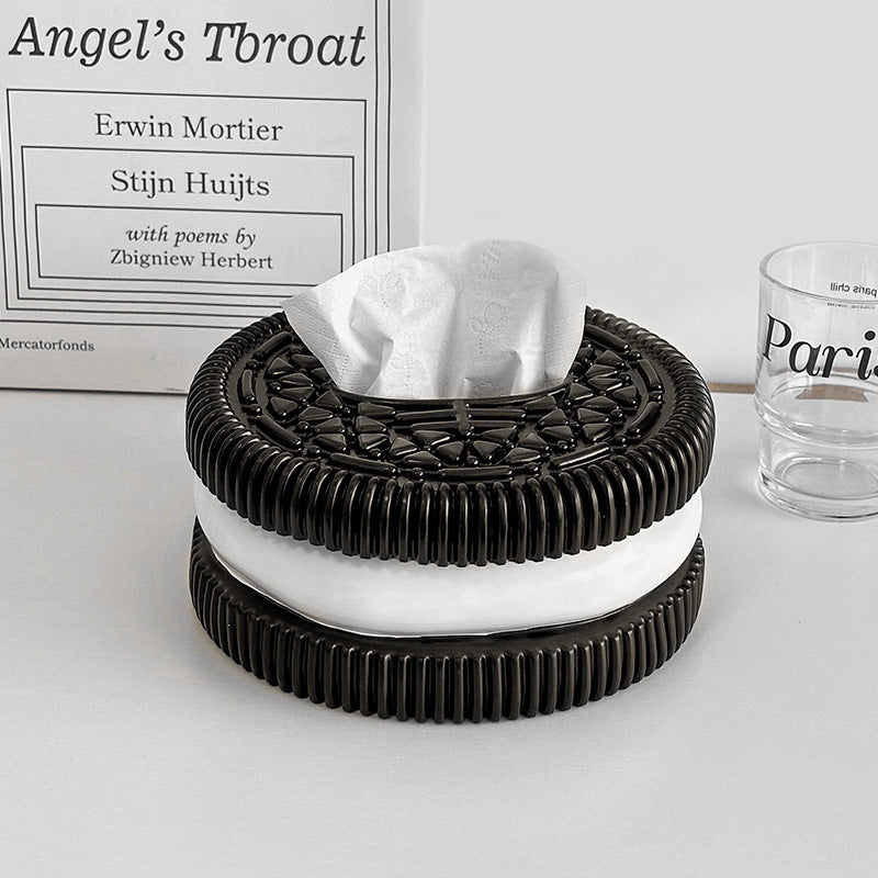 Creative and minimalist Oreo paper box home living room bedroom desktop high-end sense tissue box decorative accessories, ornaments