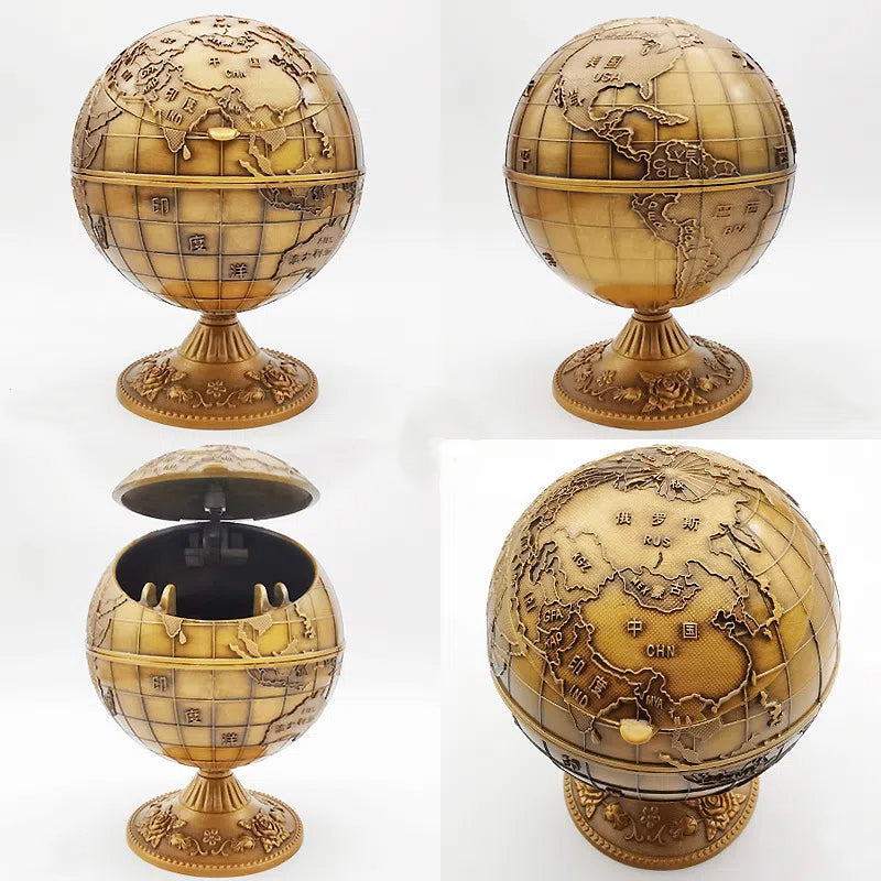 Antique style personalized ashtray with lid anti fly ash household large classical craft gift