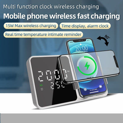 15W Mobile Phone Stand Wireless Charging Clock Alarm Clock Wireless Charging Temperature Gauge Wireless Charging