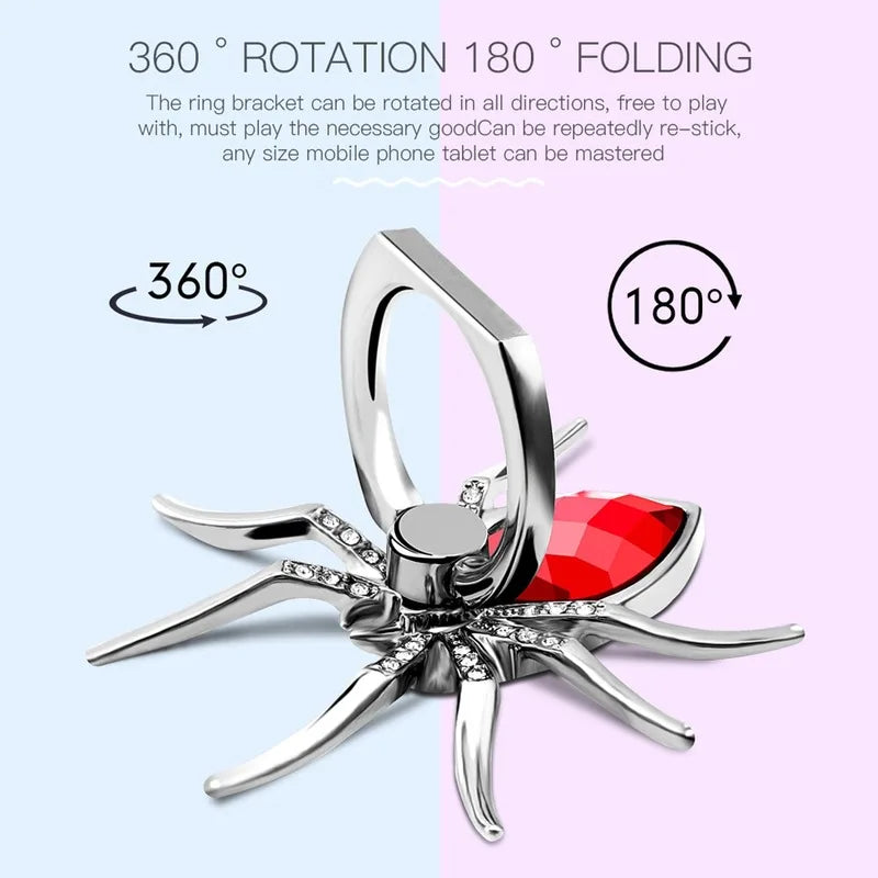 Universal Luxury Biling Diamond Metal Spider Mobile Phone Finger Ring Holder 360 Rotate Stand for iPhone Sumsang Huawei Xiaomi