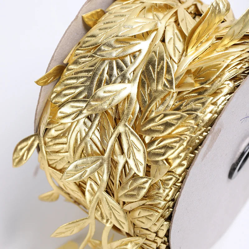 100Meter/Roll Printed Gift Wrap Ribbon Bows Golden Ribbon For Home Party Decorative Handmade DIY  Tree Leaf Ribbon For Crafts