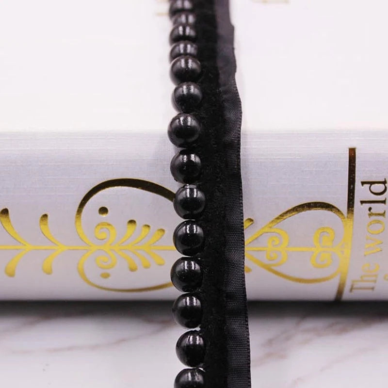 1 Yard White Black Gold Pearl Lace Trim Crease Mesh Ribbon Lace Fabric Collar Dress Sewing Garment Headdress Materials 3/4/6/8mm
