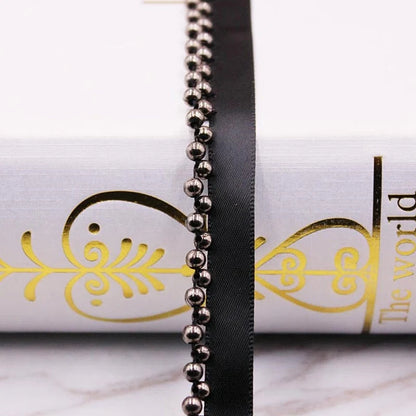 1 Yard White Black Gold Pearl Lace Trim Crease Mesh Ribbon Lace Fabric Collar Dress Sewing Garment Headdress Materials 3/4/6/8mm