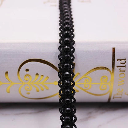 1 Yard White Black Gold Pearl Lace Trim Crease Mesh Ribbon Lace Fabric Collar Dress Sewing Garment Headdress Materials 3/4/6/8mm