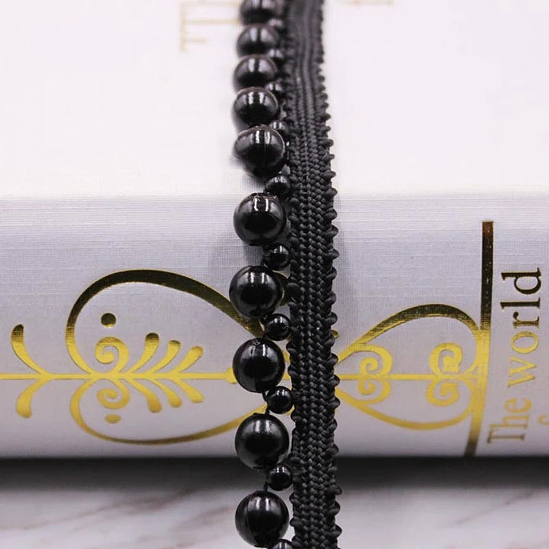 1 Yard White Black Gold Pearl Lace Trim Crease Mesh Ribbon Lace Fabric Collar Dress Sewing Garment Headdress Materials 3/4/6/8mm